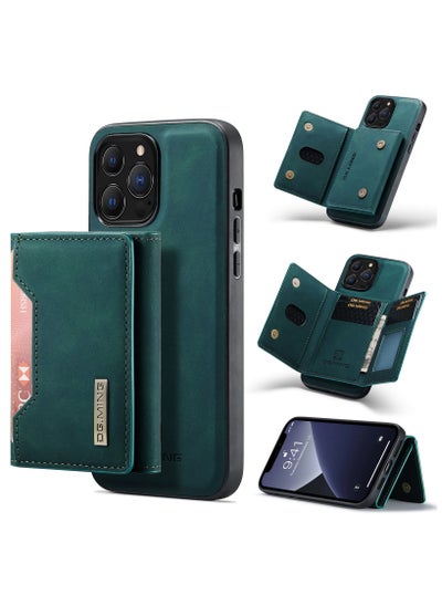 Buy CaseMe Wallet Case for iPhone 13 Pro MAX DGMING Premium Leather Phone Case Back Cover Magnetic Detachable with Trifold Wallet Card Holder Pocket - Green in Egypt