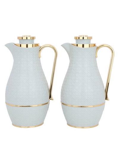 Buy Light Grey And Gold 2 Pieces Thermos Set in Saudi Arabia