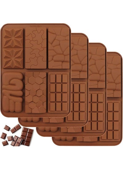 Buy 4pack Silicone Molds, Chocolate Molds,Non-Stick Silicone Chocolate Candy Molds,Food Grade Break-Apart Chocolate Bar Mold for Baking,Chocolate Snacks,Protein and Energy Bar Silicone Molds in UAE