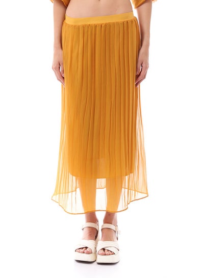 اشتري Mustard Slip On Summer Plisse Skirt في مصر