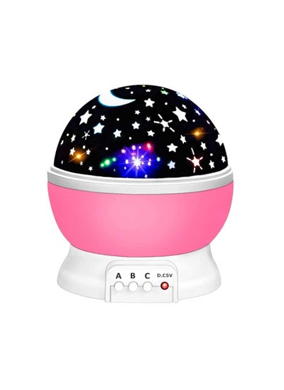 Buy Star And Moon Rotating Projector Night Lamp Pink in UAE