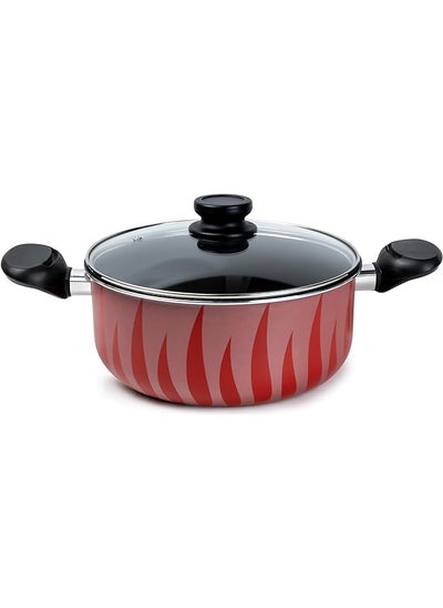 Buy Flame Design Non Stick Casserole With Lid And Stew Pot Suitable For Gas Electric Induction And Ceramic Stove Dutch Oven 20Cm in Saudi Arabia