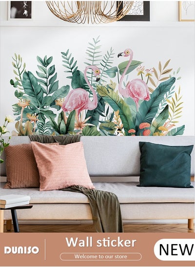 Buy Nordic Plant Leaves Flamingo Printed Wall Sticker Home Decoration Wall Stickers For Living Room Bedroom's Windows in UAE