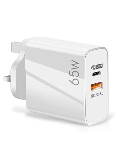 Buy 65W USB PD3.0 Fast Recharge,Dual Port Type-C QC3.0 Wall Power Plug for iPhone,iPad,AirPods,Galaxy,Pixel and more (65W-A) (C) in UAE