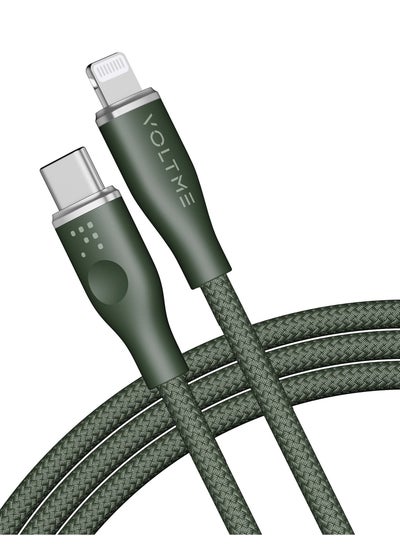 Buy 60W USB C to USB Lightning Cable, Powerlink Rugg Double Nylon Braided Fast Charging Cord (1.2m), for iPhone 14/13/ 12 Pro Max / 12/11 Pro/X/XS/XR / 8 Plus Power Delivery 3A Zinc-Alloy Connector- Green in UAE