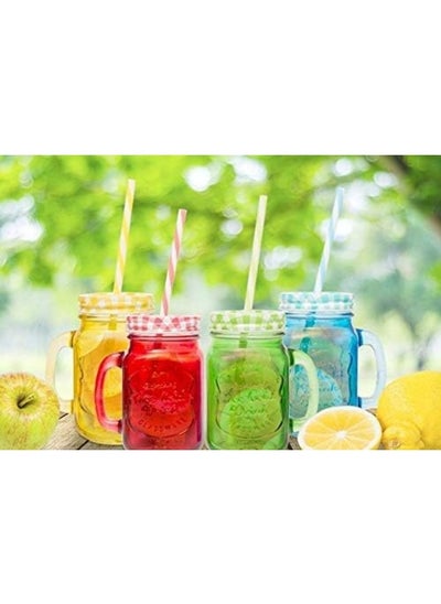 اشتري Go2Camps  Jars, Canning Jars 16 Ounces, 4 Pack, With Sealed And Straw Lid, Ideal For Juice, Jam, Honey And Mojito, Wedding Favors, Shower Favors, Baby Foods في الامارات