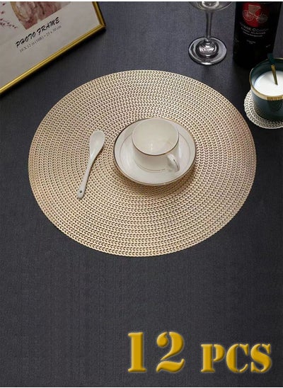 Buy 12-Pieces of Placemat Set-38CM Large Size Placemats and Coasters Combo-Table Placemats for Dining in UAE