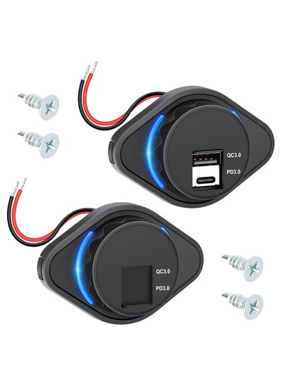 اشتري 12V USB Outlet 2PCS, USB C Outlet Socket, 2024 Upgraded Dual PD3.0 and QC3.0 24W Car USB Ports, Waterproof 12V/24V Type C USB Power Outlet for RV Marine Motorcycle Boat Golf Cart (Surface Mount) في الامارات