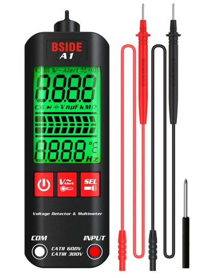 اشتري BSIDE A1 Mini Multimeter LCD Digital Tester Voltage Detector 2000 Counts DC/AC Voltage Frequency Resistance NCV Continuity Live Wire Neutral Wire Check True RMS Meter في السعودية
