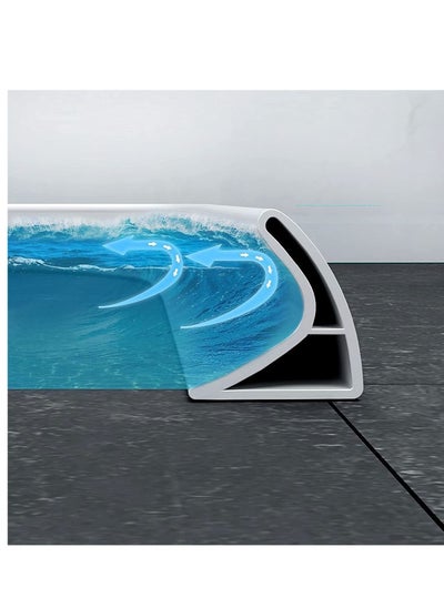 اشتري Shower Threshold Water Dam, Curved Groove Collapsible Stopper Barrier, Self-Adhesive Guard Dry and Wet Separation Suitable for Bathroom Kitchen في السعودية