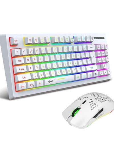 اشتري HXSJ 87 keys wireless luminous keyboard set luminous gaming mouse office game keyboard spot في الامارات