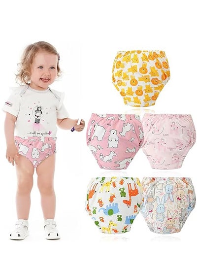 اشتري 5PCS Baby Potty Training Pants, Breathable Potty Training Underwear, Toddler Training Underwear for 0-3 Years Boy and Girls Strong Absorbent Cotton Training Pants في الامارات