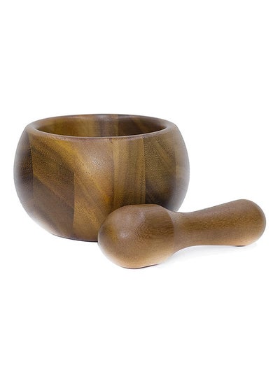 Buy Wooden Mortar and Pestle Grinder for Spices Herbs and Kitchen Usage Handmade Mortar and Pestle Acacia Wood - AC1409 in UAE