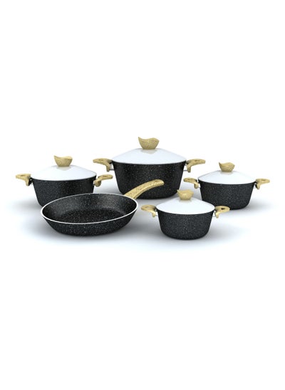 Buy Granite Pro Cookware Set - 9 Pcs - Black in Egypt