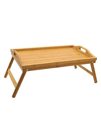 Buy Bamboo Bed Serving Table Trey With  Foldeble Legs & Handles Bamboo Laptop Table Desk in UAE