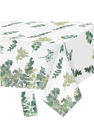 Buy Eucalyptus Leaf Tablecloth Eucalyptus Leaves Plastic Table Cover Disposable Rectangular Tropical Plant Tablecloth for Baby Shower Party Supplies Home Birthday Wedding Party Table Decor 54"x108" 1Pcs in UAE