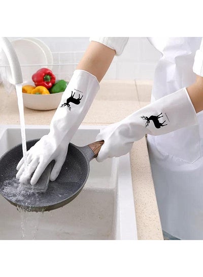 Buy Transparent Kitchen Wash Dishes Cleaning Gloves Waterproof Long Sleeve Rubber Latex Non-Slip Wear-Resistant Household Tools (Assorted Colors) in Egypt