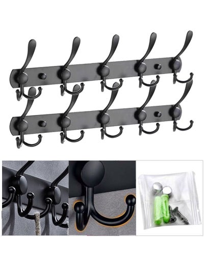 اشتري 2 Pack Stainless Steel Wall Mount Hook Hanger for Coat Robe Hat Clothes Towel Rack Black في الامارات