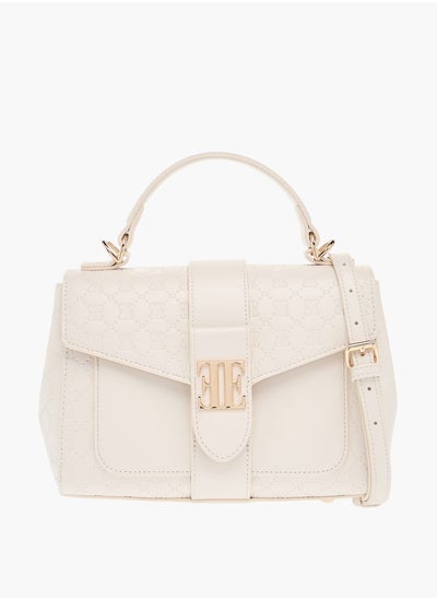 اشتري Monogram Embossed Satchel Bag with Flap Closure and Detachable Strap في الامارات