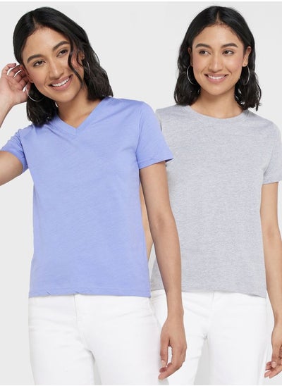 Buy 2 Pack V Neck & Crew Neck T-Shirt in Saudi Arabia