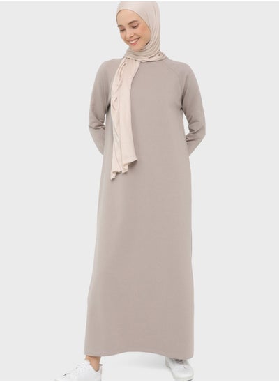 Buy Cuffed Sleeve Maxi Sweatshirt Dress in UAE