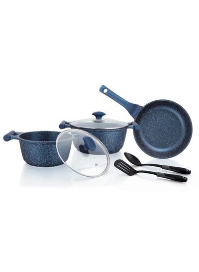 اشتري 7-Piece Non-Stick Cast Aluminium Essentials Granite Induction Base Cookware Set في الامارات