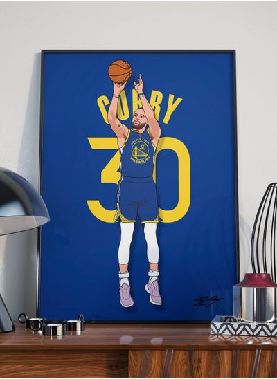 اشتري Steph Curry Golden State Warriors NBA Basketball Poster with Frame 30x40cm في الامارات