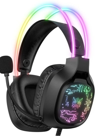 Buy X22 Over-Ear Gaming Wired Headphones,Gaming Headset with Micphone,LED Light RGB Gamer Stereo Earphones for PS4/PS5/XOne/XSeries/NSwitch/PC,Black in UAE