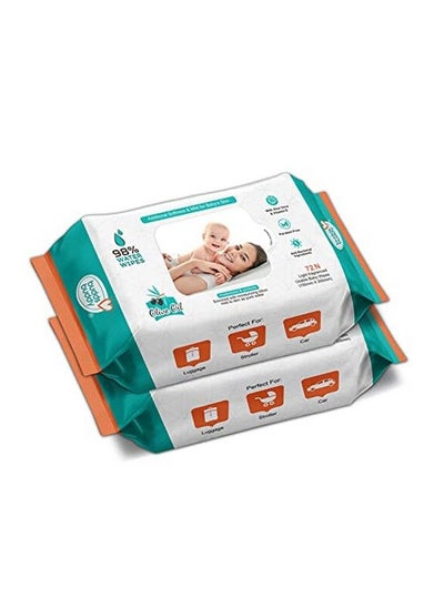 اشتري Olive Oil Based Natural Wipes For Babies With The Goodness Of Aloe Vera & Olive Oil ; Moisturizing Wipes For Baby Skin ; Antibacterial Baby Wipes;144 Pieces; Combo Of 2 X 72 Pieces في الامارات