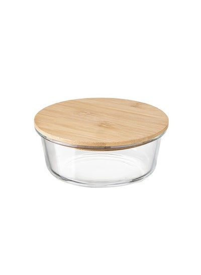 اشتري Glass Oven Tray with Round Wooden Lid 420ml في السعودية