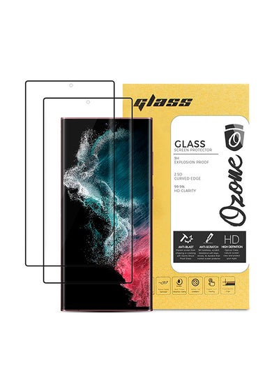 Buy Tempered Glass Screen Protector for Samsung Galaxy S22 Ultra - 2 Per Pack Shock Proof Bubble Free Scratch Resistant Full Screen Coverage - Black in UAE