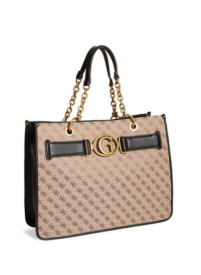 Buy Guess Latte Brown Black Aviana Tote Bag for Women JB841423 in UAE