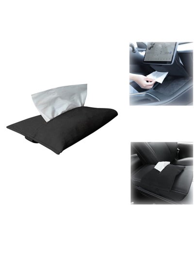 Buy Car Tissue Holder for Tesla Model 3 Accessories Model Y X S Center Console Napkin Holders Leather Tissue Box for Visor Screen Backseat Dashboard Armrest Box in UAE