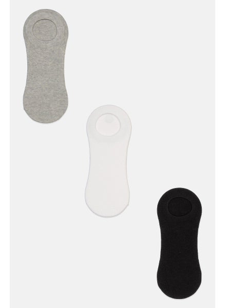 اشتري Men 3 Pair Round Invisible Socks, White/Black/Grey في الامارات