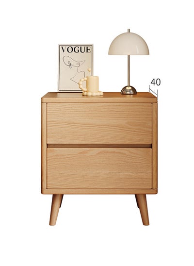 Buy Nordic Style Bedroom Cabinet, Minimalist Nightstand with 2 Drawers 50*40*52CM in Saudi Arabia