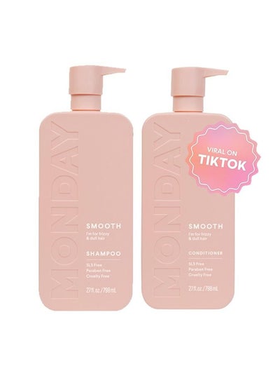Buy Smooth Shampoo + Conditioner Bathroom Set (2 Pack) 798 ml 12oz Each for Frizzy, Coarse, and Curly Hair, Made from Coconut Oil, Shea Butter, & Vitamin E, 100% Recyclable Bottles in UAE