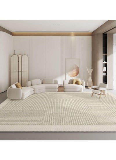 Buy Cream Area Rug for Bedroom Living Room, Water-proof Modern Large Rug Non-Slip Carpet Multisize Geometric Pad Oriental Mat 200 x 300cm in Saudi Arabia