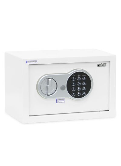 Buy Safe Box with Key and Digital Keypad Lock for Home Office Cash Passport Jewelry Safety Storage (20x31x20cm) White in UAE