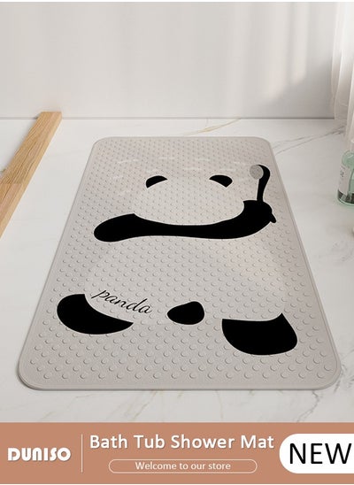 Buy Panda Parttern Anti Slip Bathroom Mat Shower Mat Waterproof Mat Foot Massage Mat With Drain Holes And Suction Cups 40*70cm Bath Mat For Tub, Toilet And Bathroom Floors-Grey in Saudi Arabia