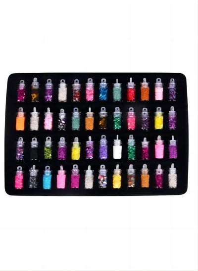 اشتري 48 Bottles DIY 3D Crystal Nail Art Powder Sequins Glitter Manicure Tips Set multicolor في الامارات