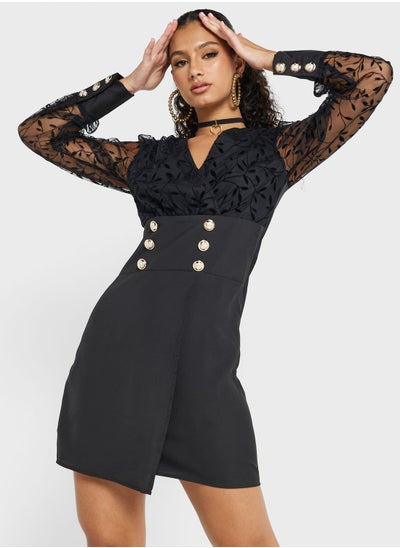 Buy Lace Sleeve Detail Dress in Saudi Arabia