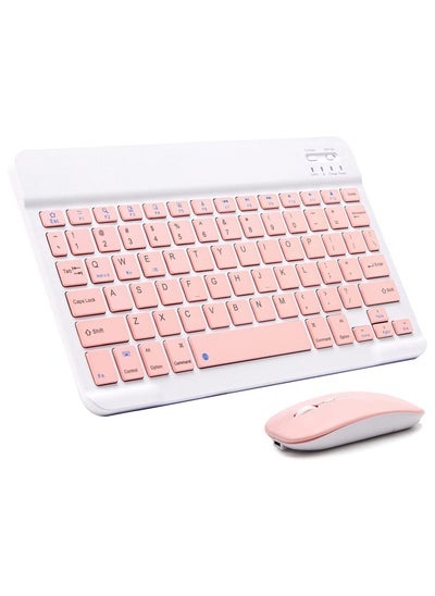 اشتري Ultra-Slim Bluetooth Keyboard and Mouse Combo Rechargeable Portable Wireless Keyboard Mouse Set for Apple iPad iPhone iOS 13 and Above Samsung Tablet Phone Smartphone Android Windows في الامارات