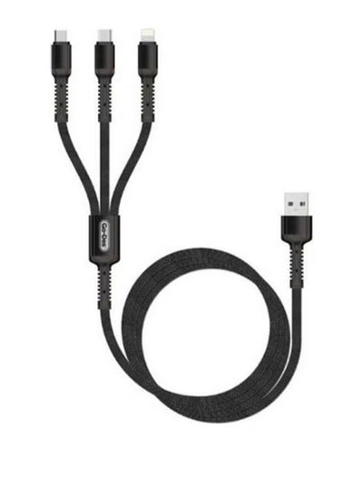 Buy 3-In-1 USB Data Sync Fast Charging Cable Black in Saudi Arabia