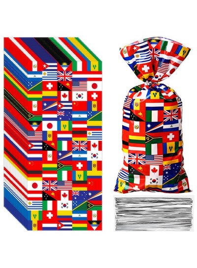 Buy 100 Pcs International Flag Candy Party Bags World Country Flags Treat Bags Patriotic Cellophane Bags Travel Goodie Bags For Soccer Sports Beer Festival Events Celebration School Party Decorations in UAE