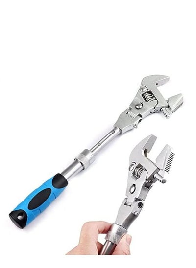 اشتري 10 Inch Adjustable Wrench, 5 In 1 Ratchet Wrench 180 Degree Folding Spanner Manual Tool for Plumbing Auto Repair Home Maintenance في السعودية