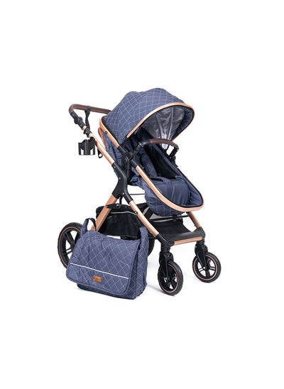 اشتري One Fold-To-Half Luxury Pram 2 In 1 - Blue في الامارات