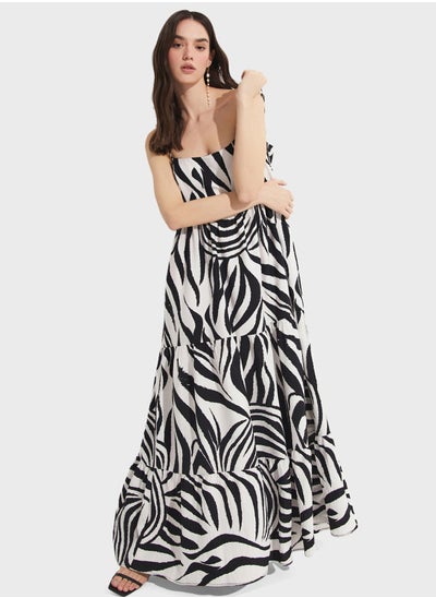 Buy Strappy Printed Tiered Dress in UAE