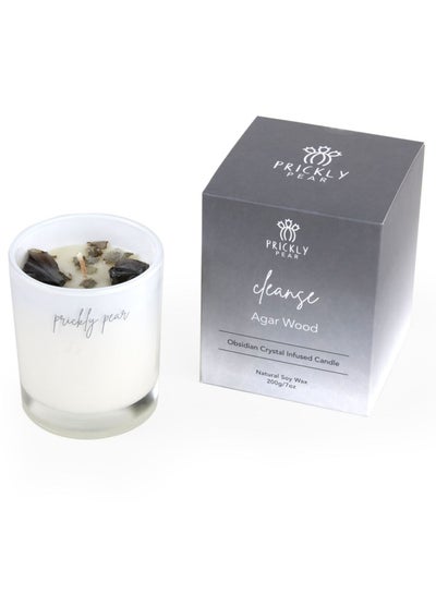 Buy Prickly Pear 'Cleanse' Obsidian Crystal Candle in Saudi Arabia