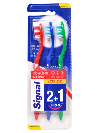 Buy Signal Triple Clean Medium 2+1Toothbrush , Multicolor in Egypt