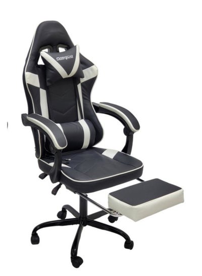 اشتري Karnak Gaming Chair Ergonomic Executive PUBG-3D 360° Rolling Swivel Reclining Computer Chair PU Leather Adjustable Height with Headrest Pillow Cushion & Lumber Support Back, Premium Foam White & Black في الامارات